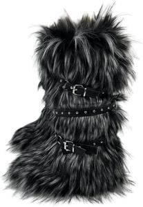 Женские зимние сапоги Y2K до бедра с искусственным мехом, высокие плюшевые снежные ботинки, панк, с пряжками и заклепками, готический стиль Keridean, B-Black-White