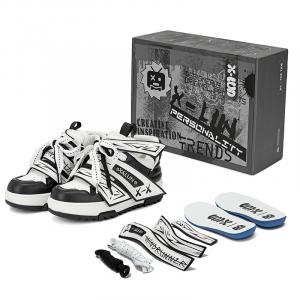 Антискользящие износостойкие полувысокие скейтерские кроссовки X·LUN, белый черный