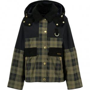 Куртка Elaine в клетку с застежкой-молнией спереди Barbour, темный зеленый