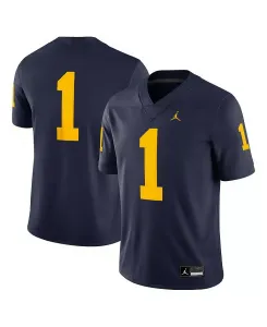 Мужская игровая футболка Michigan Wolverines 1 Jordan, синий