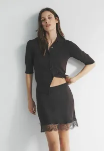 Комплект из двух юбок а-силуэта стандартного кроя The Set, Black Chocolate Brown