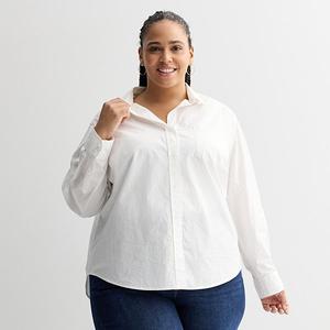 Повседневная рубашка на пуговицах с длинным рукавом Plus size Sonoma Goods For Life, Vital White