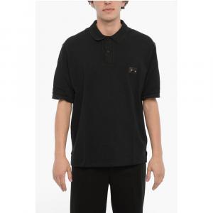 Однотонная свободная рубашка поло с пирсингом Neil Barrett, Black