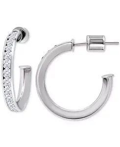 Маленькие серьги-кольца с кубическим цирконием, 0,75 дюйма, эксклюзивно в Macy's Giani Bernini, silver