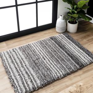 nuLOOM Drey Striped Shag ковер 61 x 92 см акцентный шерстяной ковер 61 x 92 см Casual Gray Multi/Brown для гостиной, спальни, столовой, детской, прихожей