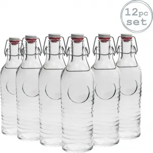 Набор бутылок для воды Rocco Officina 1825 с крышкой-качалкой, 1,2 литра, упаковка из 12 бутылок Bormioli
