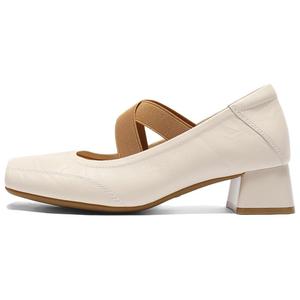 Senda Женские туфли Мэри Джейн на массивном каблуке бежевые, цвет Beige