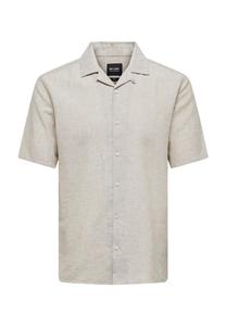 Рубашка повседневного кроя, приталенного кроя, с коротким рукавом, воротник с лацканами, мужская ONLY & SONS, цвет 202231 Chinchilla