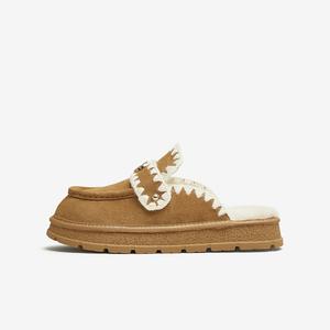 TATA Женские тапочки с закрытым носком на резиновой подошве, устойчивые к истиранию, желто-коричневые (с искусственной шерстяной подкладкой), цвет Yellow Brown (Faux Wool Lining)