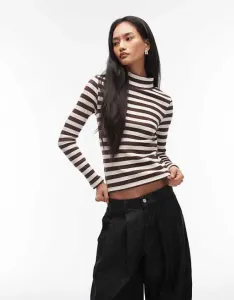 Полосатый топ с длинными рукавами и воротником-воронкой ASOS DESIGN