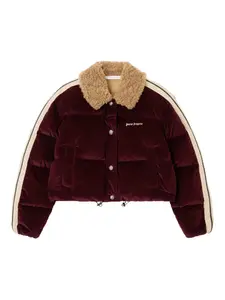 Куртка с классическим логотипом и воротником из вельвета Palm Angels, красный