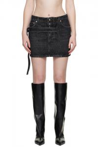 Джинсовая мини-юбка с низкой посадкой и бретелями Jean Paul Gaultier, черный