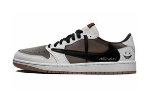 Jordan Кроссовки Travis Scott x Air 1 Collaboration Cushioning Low top Vintage Basketball Shoes Unisex Brown
