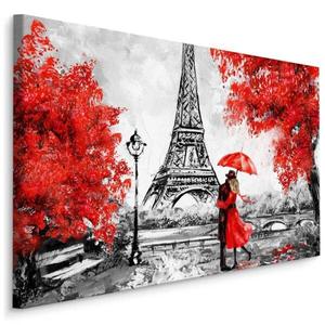 Картина на холсте Muralo EIFFELTURM Paris Bäume, 90x60x60 см цвет schwarz/grau/rot/weiß