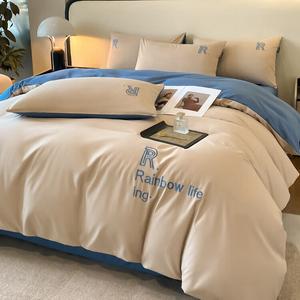 FUANNA Комплект постельного белья на кровать 1.5 м, 7 предметов, наволочки 2 шт, пододеяльник, цвет: хаки + баолан - фан ни