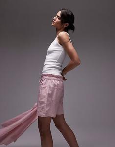 Льняные шорты Tommy Jeans в розовую и белую полоску