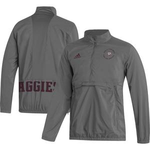 Мужская серая куртка Texas A&M Aggies AEROREADY на молнии до половины adidas