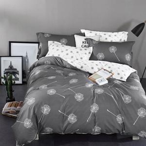Постельное белье хлопковое Keayoo, 200x200, 3 предмета, темно-серый