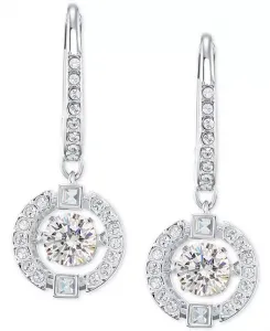 Серьги-Подвески с хрустальными клетками серебристого оттенка Swarovski, silver