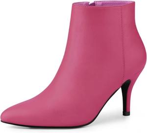 Женские ботильоны Allegra K с заостренным носком, на шпильке с молнией, Hot Pink
