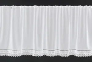 Шторы Kranzusch, шторы для кафе, батист с кружевом крючком, 57x105 см (В/Ш), белые, шторы для бистро, кухонные шторы, 1 упаковка Gardinen Kranzusch