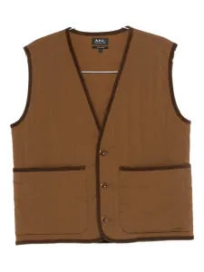 Жилет с V-образным вырезом и стеганым узором A.P.C., коричневый