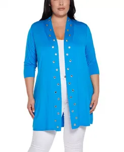 Кардиган-длиннополый свитер с люверсами, plus size Belldini, синий