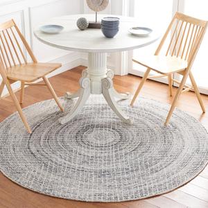 Ковер SAFAVIEH, 183 x 183 см, Abstract Collection Round, Black & Ivory, современный дизайн, идеален для помещений с высокой проходимостью в гостиной, спальне и столовой (ABT480Z-6R)