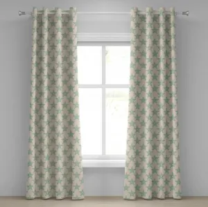 Шторы на люверсах ABAKUHAUS Звезда, композиция Яблочко из геометрических пятиконечных фигур, нацарапанные звезды, декоративные двухпанельные шторы, 280 см x 175 см, бежевый и светло-зеленый Abakuhaus