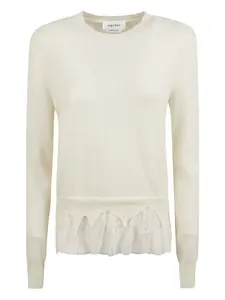 Плиссированный свитер с кружевом Alexander McQueen, нейтральный