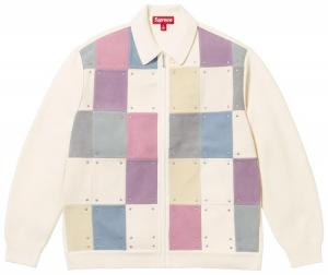 Кардиган Supreme из замши с заклепками и застежкой на молнию, разноцветный, мультиколор