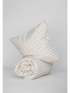 Mela Комплект постельного белья из перкаля, стиль MAJULI, клетчатый узор, цвет березовый, натуральный белый клетчатый узор