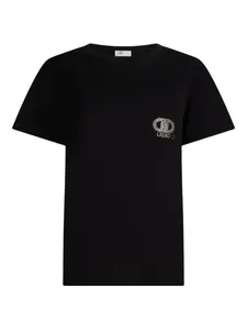 Футболка со стразами и логотипом LIU JO, черный