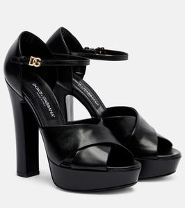 Кожаные сандалии на платформе Dolce&Gabbana, Nero