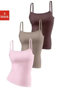 Топ-спагетти H.I.S (3 шт. в упаковке), из чистого хлопка, без боковых швов, розовый