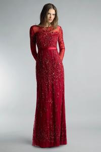 Вечернее платье с длинными рукавами без рукавов Basix Black Label, Wine