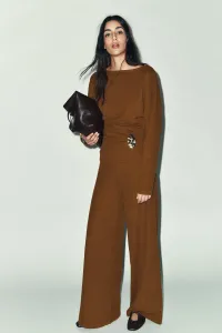 Текстурированный топ с пряжкой Zara, горчичный