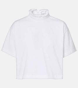 Кроп топ из хлопкового джерси с водолазкой Alaïa, Blanc