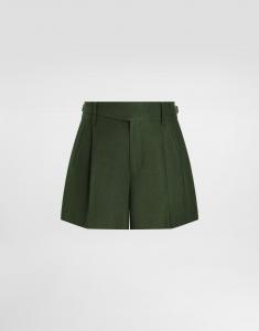 Шорты из льняной ткани с двумя вытачками Dolce & Gabbana, зеленый