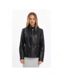 Женская кожаная куртка из натуральной кожи Furniq UK, черный