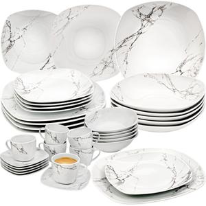 Набор посуды Bilgola с мраморным дизайном - 36 предметов из фарфора Sänger, белый