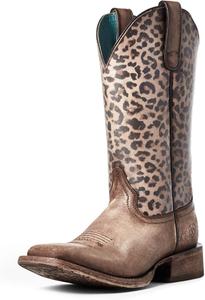 Женские вестерн-сапоги ARIAT Pendleton Circuit Savanna, Naturally Distressed Brown/Leopard Print