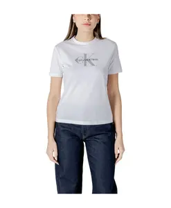 Белая хлопковая футболка с логотипом Calvin Klein Jeans, белый