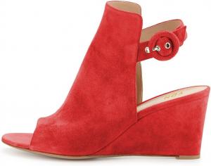 Женские элегантные босоножки на танкетке YDN с открытым носком, замшевые туфли на щиколотке с ремешком на пятке, подходящие для вечеринок, Red