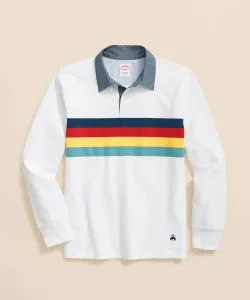 Хлопковая трикотажная футболка для регби с полосками в гоночном стиле