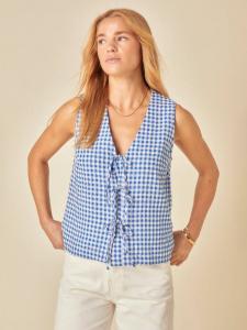 Футболка Tessa без рукавов из хлопка в клетку Nobody's Child, Blue