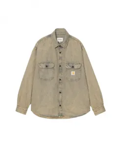 Сине-Бежевая хлопковая рубашка Тиган Carhartt Wip, синий