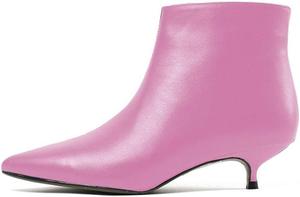 Женские модные ботильоны Lutalica W с заостренным носком, матовой кожей, на застежке-молнии, с комфортным низким каблуком, Pink