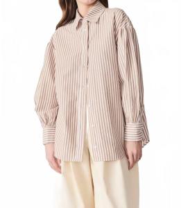 Рубашка Fontelo с длинными рукавами-фонариками в полоску бежевого цвета Deluc, Striped Tan