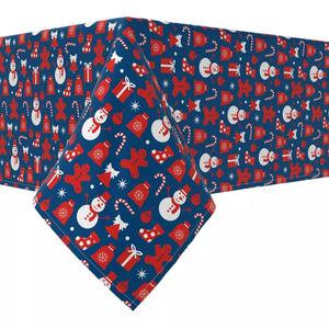 Прямоугольная скатерть, 100 % хлопок, 60х104 дюйма, красные рождественские символы.